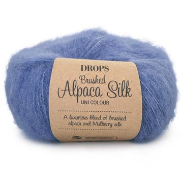DROPS Brushed Alpaca Silk Uni Colour - 13 denimblauw - Wol, Ophalen of Verzenden, Nieuw
