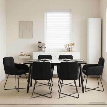 vidaXL Eettafelstoelen 6 st fluweel Zwart 59 x 56,5 x 86 cm, Verzenden, Nieuw, Zwart