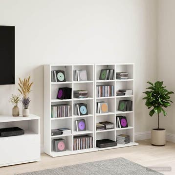 vidaXL CD Kast 2 st Wit 65 x 23,5 x 97,5 cm Bewerkt hout, Verzenden, Nieuw