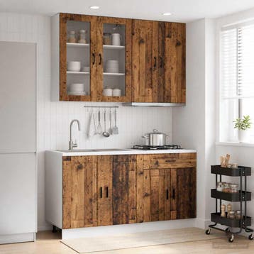 vidaXL Keukenblok PORTO 4 st Oud hout Bewerkt hout, Verzenden, Nieuw, Bruin
