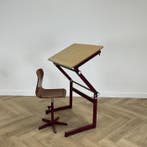 complete set 10x schooltekentafel en 10x stoel , beuken -, Huis en Inrichting, Stoelen, Ophalen of Verzenden, Gebruikt, Bruin