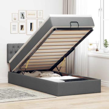 vidaXL Bed poef met matras en LEDs stof 80x200 cm, Eenpersoons, Verzenden, Nieuw, 80 cm