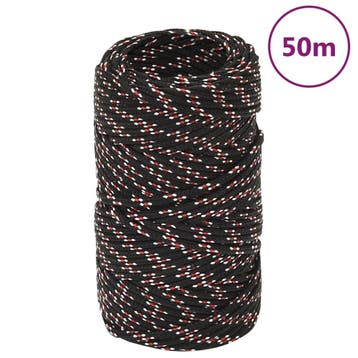 vidaXL Boot touw 2 mm 50 m polypropyleen zwart, Verzenden, Nieuw