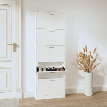 vidaXL Schoenenkast 59x17x169 cm bewerkt hout hoogglans wit, Verzenden, Nieuw