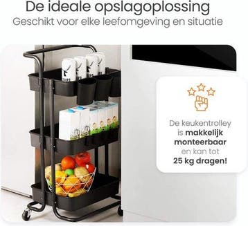 2dekans | Goliving Keukentrolley op wieltjes - Serveerwagen, Huis en Inrichting, Ophalen of Verzenden, Zo goed als nieuw