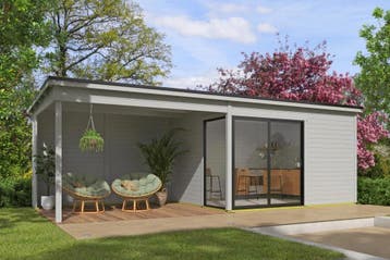 Outdoor Life Tuinhuis Olivia met Overkapping Platinum Grey, Nieuw