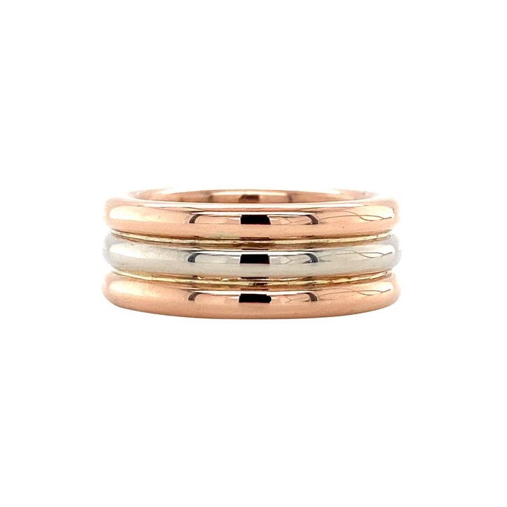 Bicolour gouden ring rose/wit 14 karaat, Sieraden, Tassen en Uiterlijk, Ringen, Goud, Zo goed als nieuw, Verzenden