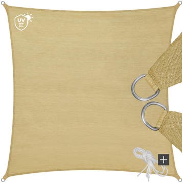 Polyethyleen zonnezeil vierkant beige - 5,4 x 5,4 m, Verzenden, Nieuw