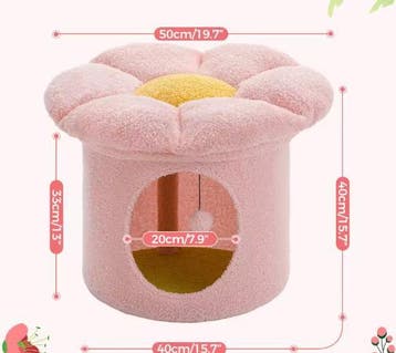 Schattig Bloemen Kattenhuis met Afneembaar Kattenbed, Nieuw