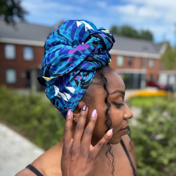 Afrikaanse Turquoise Feathers hoofddoek - headwrap, Ophalen of Verzenden, Nieuw