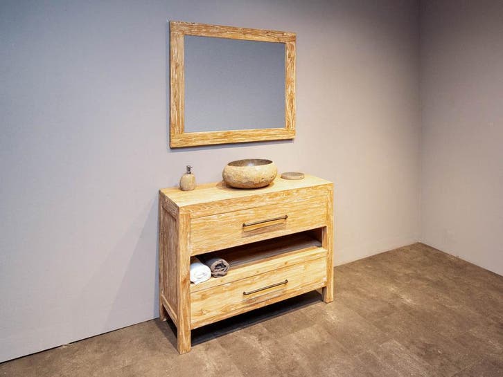 Wastafelmeubel 110cm | White Wash | Direct leverbaar!, Huis en Inrichting, Badkamer | Badkamermeubels, 25 tot 50 cm, Nieuw, Wastafelkast