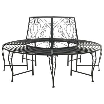 vidaXL Boom bank 8-Aantal zitplaatsen Ø 160 x 89 cm Staal, Tuin en Terras, Tuinbanken, Verzenden, Nieuw, Metaal