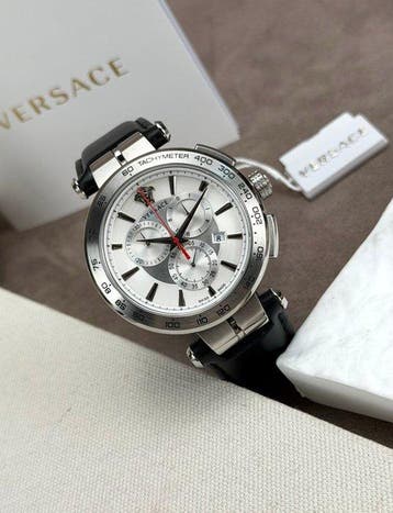 Versace - Aion Chronograph Date Silver/Red - VE6CA01 23 -, Sieraden, Tassen en Uiterlijk, Horloges | Heren, Nieuw