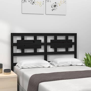 vidaXL Hoofdbord 205,5x4x100 cm massief grenenhout zwart, Verzenden, Nieuw, Zwart, Hout