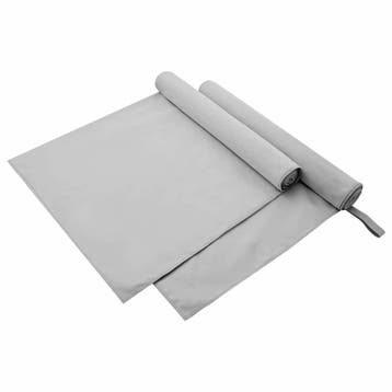 vidaXL Sporthanddoeken 2 st Grijs 180 x 90 cm Polyester en, Verzenden, Nieuw, Grijs