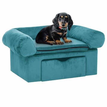 vidaXL Hondenbank met opslag Turquoise 75 x 50 x 38cm Pluche, Verzenden, Nieuw
