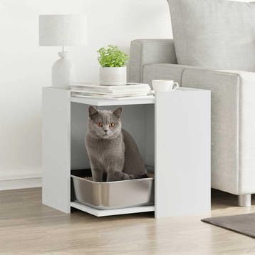 vidaXL Kattenbakkast 53x53x51 cm bewerkt hout wit, Verzenden, Nieuw