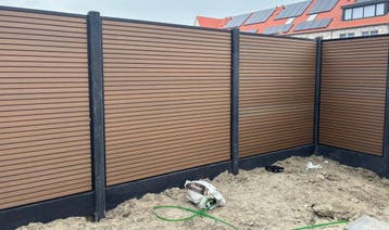 Composiete schutting | incl plaatsen | €145,- pm, Nieuw, Kunststof, 1 tot 2 meter