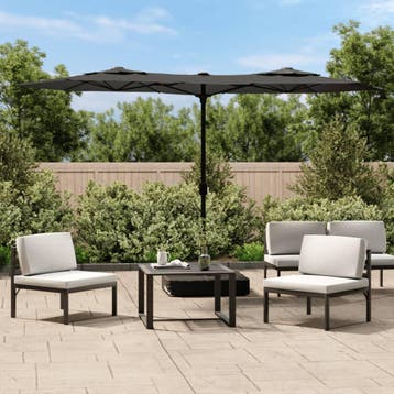 vidaXL Parasol dubbel dak 316x145 cm antracietkleurig, Verzenden, Nieuw, 3 tot 4 meter