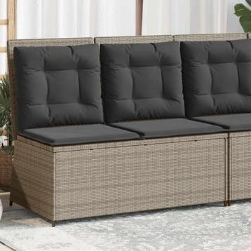 vidaXL Tuinbankje verstelbaar met kussens poly rattan, Verzenden, Nieuw
