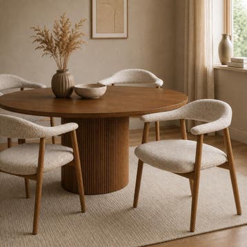 Eetkamerstoel met armleuning | Stof | Naturel | DS4U Quinn, Huis en Inrichting, Stoelen, Ophalen of Verzenden, Nieuw