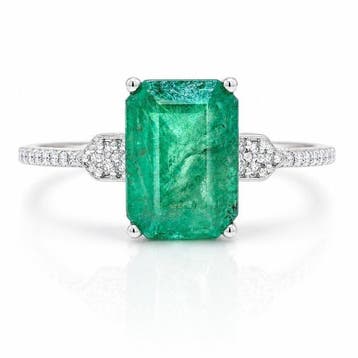 Zonder minimumprijs - Ring Platina - 2.03ct. tw. Smaragd -, Nieuw