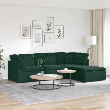 vidaXL Modulaire bank met voetenbank en kussens fluweel, Huis en Inrichting, Banken | Bankstellen, Verzenden, Nieuw, Stof