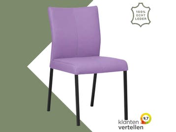 Leren eetkamerstoel Basic - Toledo Lila (lichtpaars) -, Huis en Inrichting, Stoelen, Overige kleuren, Nieuw, Leer, Ophalen of Verzenden