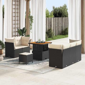 vidaXL Tuin Sofa Set 8 st 5-Aantal zitplaatsen Zwart en, Verzenden, Nieuw, 8 zitplaatsen