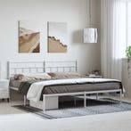 vidaXL Bedframe met hoofdbord metaal wit 193x203 cm, Huis en Inrichting, Slaapkamer | Bedden, Verzenden, Wit, Metaal, Nieuw
