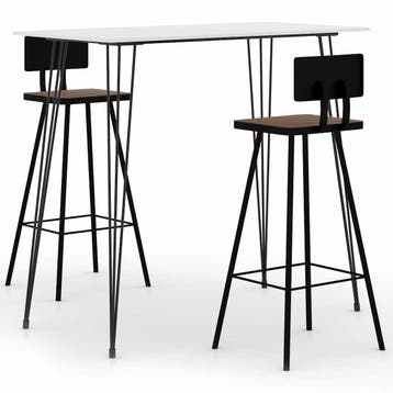 vidaXL 3-delige Barset wit, Verzenden, Nieuw