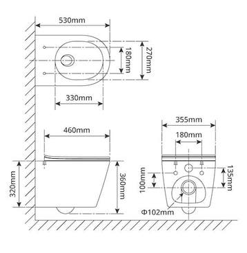SALE - Ravius 53 - Mat wit - Toiletpot met zitting - Hangend, Ophalen of Verzenden, Nieuw