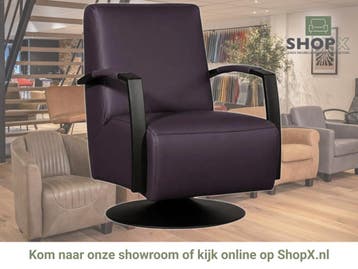 Leren draaifauteuil Mood - Toledo Aubergine (paars) -, Nieuw, Ophalen of Verzenden, 50 tot 75 cm, Industrieel, Modern
