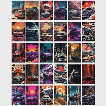 30-Delige Retro Auto Wall Collage Kit - Trendy Prints voor T, Verzenden, Gelopen