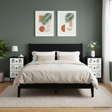 vidaXL Nachtkastje HANAU 2 st Zwart eiken 36 x 33 x 61 cm, Minder dan 45 cm, Verzenden, Nieuw, 55 tot 70 cm