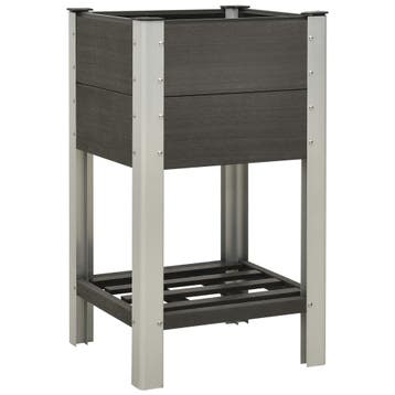 vidaXL Plantenbak verhoogd met schap 50x50x90 cm HKC grijs, Verzenden, Minder dan 60 cm, Nieuw, 60 cm of meer