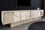 Massief houten TV Lowboard ART DECO 200cm Wit Gelimineerd, Ophalen of Verzenden, Nieuw