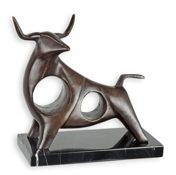 A BRONZE SCULPTURE OF A STANDING BULL ON A MARBLE BASE, Verzenden, Nieuw
