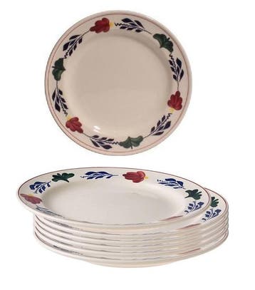 Boerenbont plat Lunchbord 24cm set van 6 stuks (Huishouden), Verzenden, Nieuw, Overige materialen