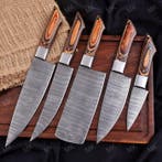 Keukenmes - Chefs knife - Gevouwen staal, Pakka wood -, Antiek en Kunst