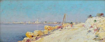 Louis Nattero (1870-1915) - La route blanche le long de, Antiek en Kunst, Kunst | Schilderijen | Klassiek