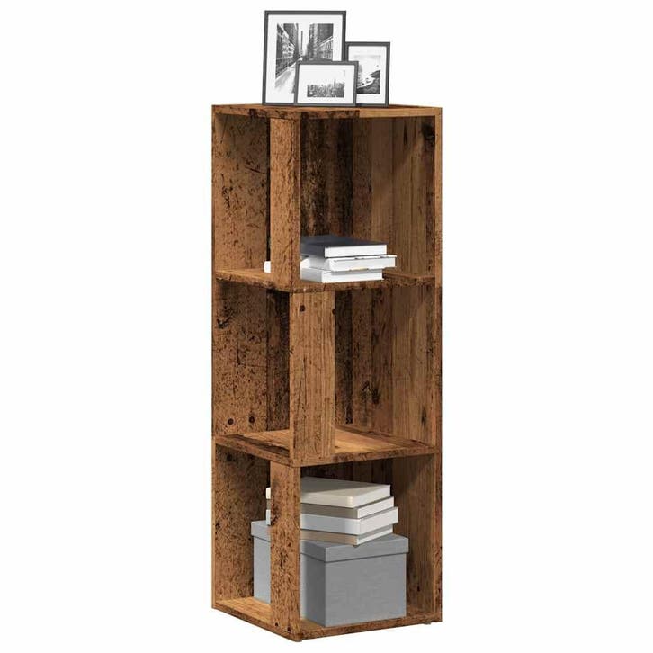vidaXL Hoekkast 33x33x100 cm bewerkt hout oud houtkleurig, Huis en Inrichting, Kasten | Overige, Nieuw, Verzenden