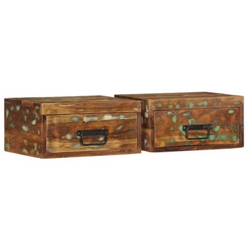 vidaXL Nachtkastjes 2 st wandgemonteerd massief gerecycled, Verzenden, Nieuw, Hout