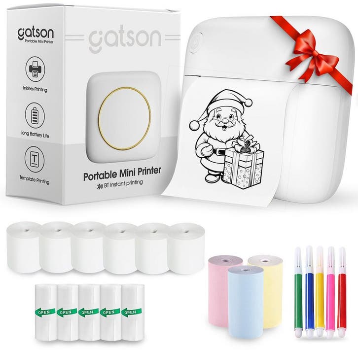 Gatson Mini Printer 300DPI Inclusief 14 Rollen Papier, Computers en Software, Printers, Nieuw, Ophalen of Verzenden