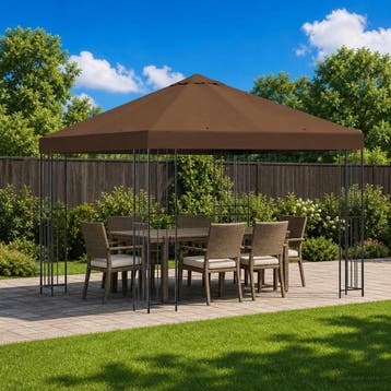 vidaXL Paviljoen 3 x 3 m Bruin Polyester en staal 190 gsm, Verzenden, Nieuw