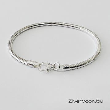 925 Zilveren slang armband 3 mm breed, Verzenden, Nieuw, Zilver