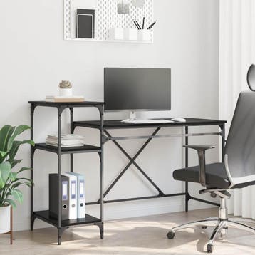 vidaXL Bureau Zwart Eiken Bewerkt hout 135 x 50 x 90 cm, Verzenden, Nieuw
