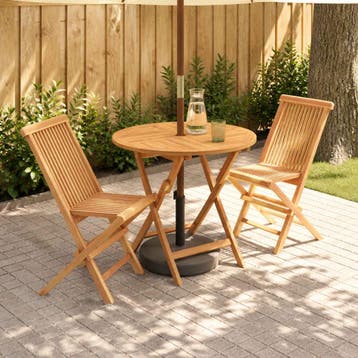 vidaXL 3-delige opvouwbare bistroset voor in de tuin Naturel, Verzenden, Nieuw