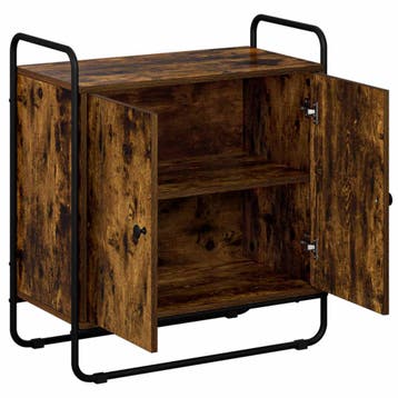 vidaXL Dressoir Gerookt eiken 68 x 35 x 75 cm Bewerkt hout, Verzenden, Nieuw, Overige houtsoorten, Minder dan 50 cm
