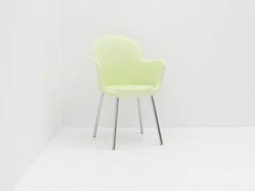 Kantinestoel Gogo Sintesi - kunststof groen - 4-poot chroom, Ophalen of Verzenden, Gebruikt